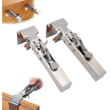 Pinceau de fixation réglable pour façade de tiroir (lot de 2) en acier inoxydable, outil d'installation pour meubles, pour une pose rapide et facile des façades de tiroir