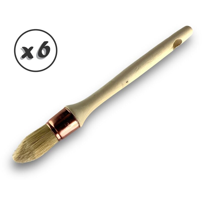 Lot de 6 pinceaux de pouce à rechampir Brosse ronde en soie blanche ø 29 mm Idéal peinture rénovation volets moulures plinthes angles persiennes