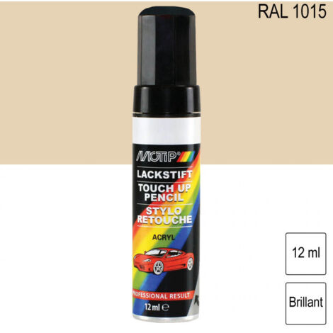 Pinceau de retouche RAL 1015 ivoire clair brillant 12ml – Peinture acrylique haute qualité – Pour petites surfaces et machines – Motip