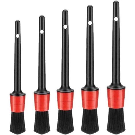 Pinceau Detailing, 5pcs Auto Detailing Brush Brosse de Nettoyage pour Voiture,Cleaner Brush Set pour La Voiture Tableau de Bord, Intérieur, Extérieur, Bouches D'aération