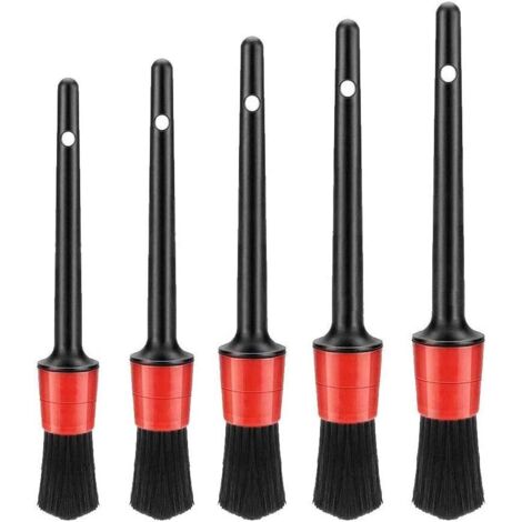 Pinceau Detailing, 5pcs Auto Detailing Brush Brosse de Nettoyage pour Voiture,Cleaner Brush Set pour La Voiture Tableau de Bord, Intérieur, Extérieur, Bouches D'aération