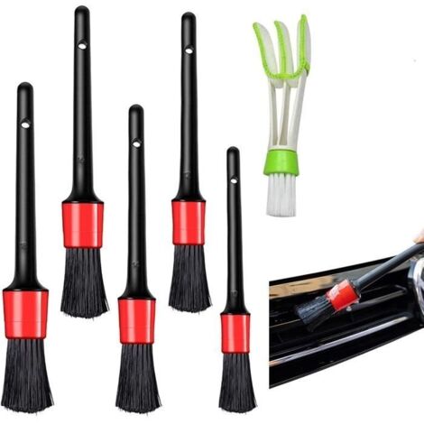 Pinceau Detailing Auto, Brosses de Nettoyage de Détail à Usage Humide et Sec pour Nettoyer L'intérieur de la Voiture, 6 Pcs