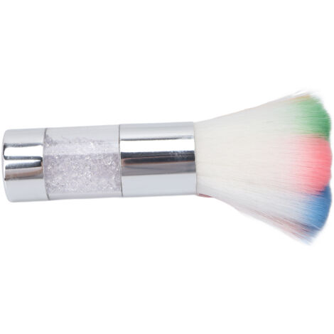 Pinceau moelleux portable pour poudre, blush et nettoyage des ongles argenté