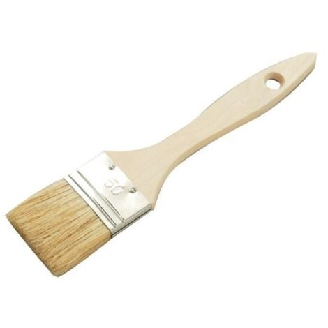Pinceau Plat Queue de Morue - Soies Naturelles et Synthetiques - Manche Bois - 70x11,5mm - Vernis Laque Lissage