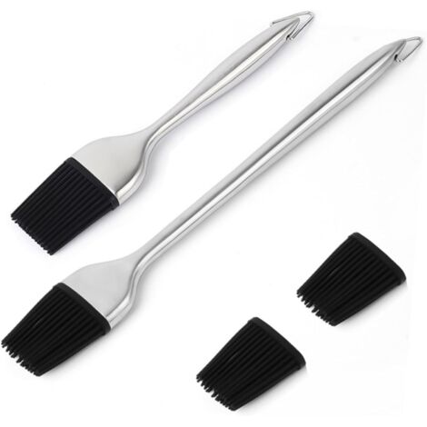 Pinceau Silicone Barbecue et Pâtisserie Acier Inoxydable Brosse Badigeonner