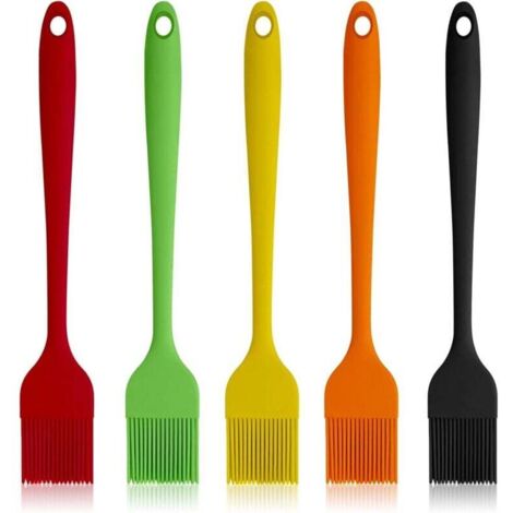 Pinceaux à pâtisserie en silicone, lot de 5, résistants à la chaleur, adaptés aux huiles, beurres, sauces, grillades et pâtisseries.