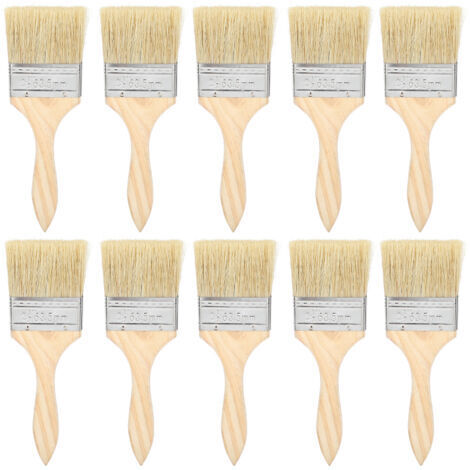 Pinceaux à peinture en laine artificielle de 2,5 pouces, avec manche en bois, pour peindre des colles et des vernis, 10 pièces
