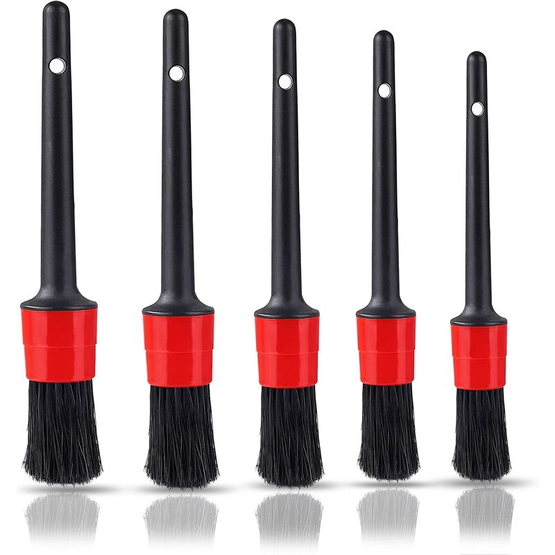 Pinceaux de Nettoyage de Voiture Brosse à Détails Automatiques, 5PCS Auto Detailing Brush Set pour La Voiture Moto Roues de Automobile, Tableau de
