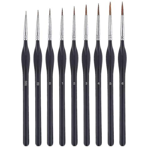 Pinceaux de précision - Ensemble de 9 pinceaux de précision pour acrylique, aquarelle, huile, modélisme - petits pinceaux