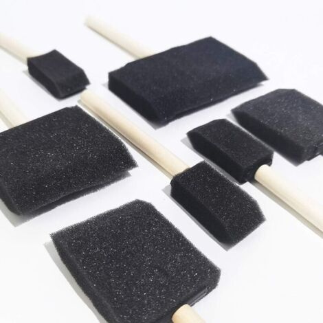 Pinceaux Mousses,20 pcs Outil d'éponge de Peinture Mousse éponge pinceaux Brosse en Mousse avec Manche en Bois,pour Vernis, Acrylique, Artisanat