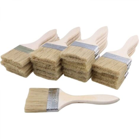 Pinceaux ou pinceaux bon marché avec manches en bois, 3 pouces de large, pour peinture, teinture, vernis, plâtre, apprêt, colle, 20 pièces