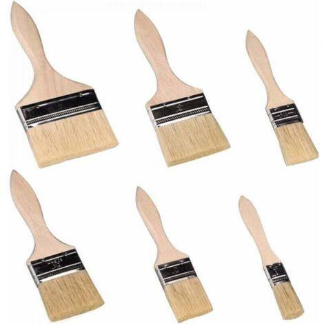 Pinceaux Peinture Mur,Pinceau Plat, Pinceaux 6 Pièces, Pinceaux Professionnels Manche en Bois Peinture Brosses Pinceaux de Poils Naturels Adapté Aux Murs, Aux Meubles, Aux Volets