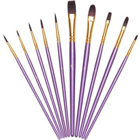 Pinceaux pour peinture à l'huile, 10 pinceaux pour peinture acrylique, pinceaux, cadeaux d'anniversaire pour enfants et artistes en herbe