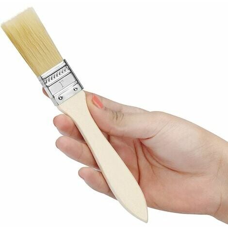 Pincel de 1” (paquete de 12) - Pinceles planos con mango de madera - Pinceles profesionales perfectos para pintar paredes, barnices, pegamentos y bricolaje