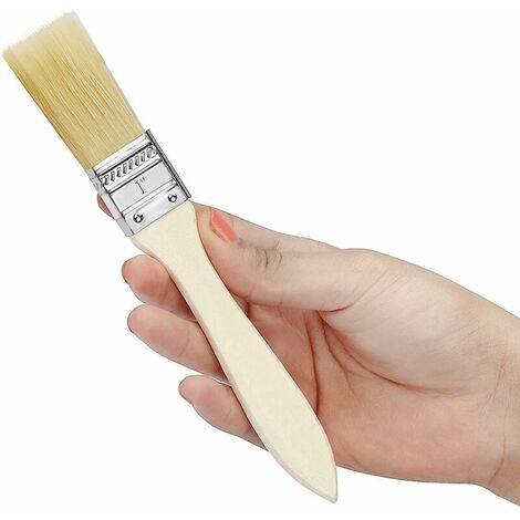 Pincel de 1” (paquete de 12) - Pinceles planos con mango de madera - Pinceles profesionales perfectos para pintar paredes, barnices, pegamentos y bricolaje