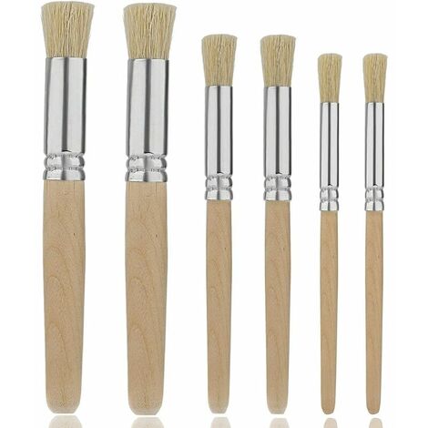 pinceles de madera para plantillas, pinceles de pintura de cerdas naturales, para pintura acrílica, pintura al óleo, acuarela, fabricación de tarjetas, proyecto de manualidades (3 tamaños)