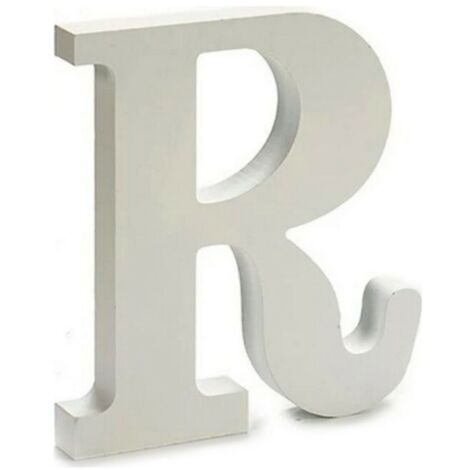 Pincello decorazione lettera R 15 x 1,8 cm legno bianco