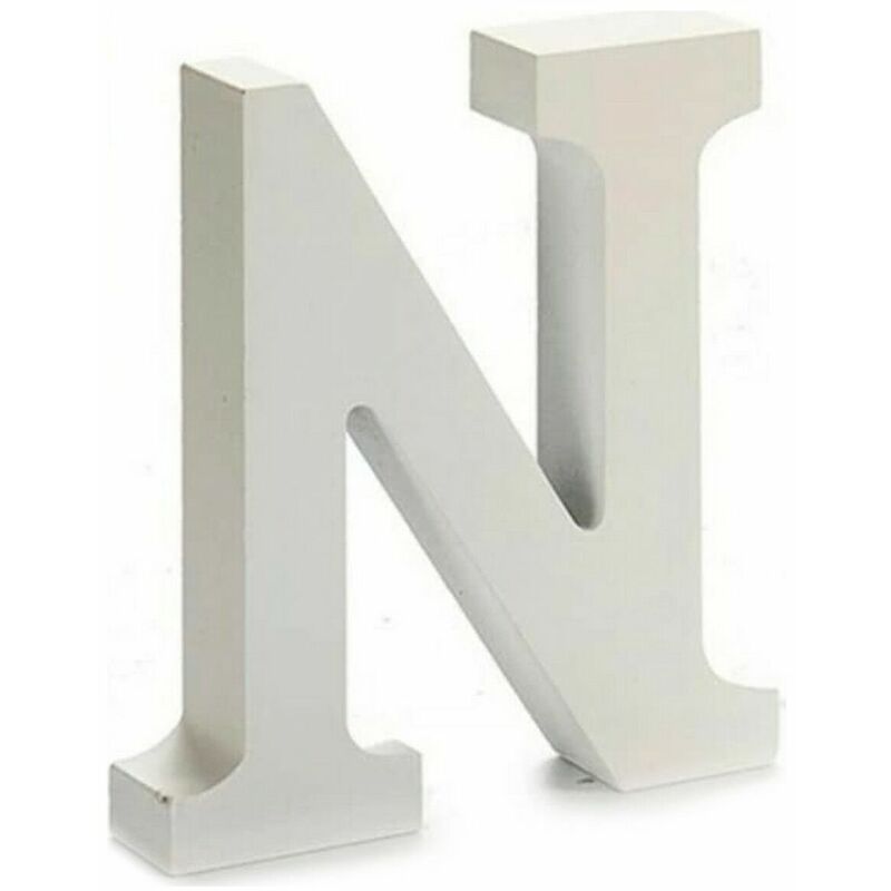 Letra N Blanco Madera 16 X 14,5 Cm