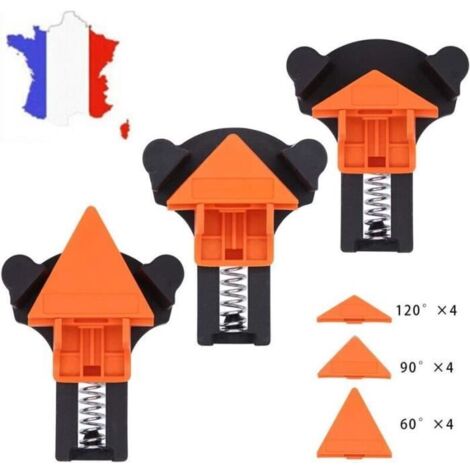 Pinces à angle droit - Non spécifié - Lot de 4 pcs - Réglables à 60/90/120 degrés - Plastique - Orange et noir