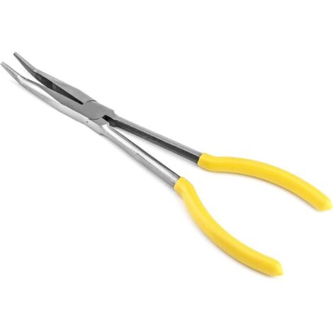 Pinces à Bec Courbé, Pinces à bec long, 280mm / 11", courbure à 25 degrés, pour difficiles à atteindre les espaces étroits