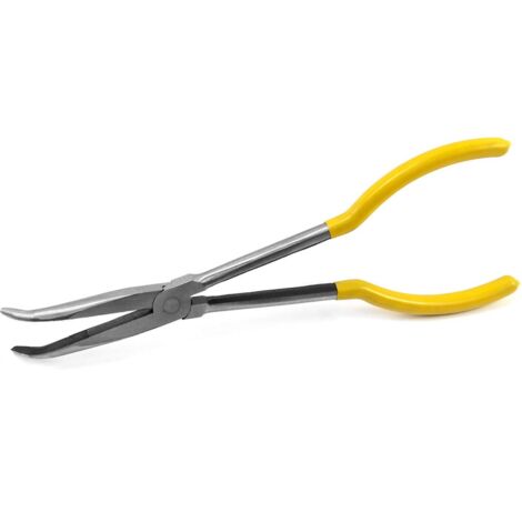 Pinces à Bec Courbé, Pinces à bec long, 280mm / 11", courbure à 45 degrés, pour difficiles à atteindre les espaces étroits