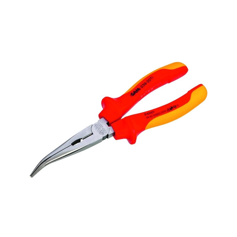Pince à bec demi-rond coudé isolée 1000 Volts - 160 mm - Longueur des becs : 45 mm - SAM