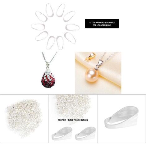 Pinces à Bélière Argentées 7 x 3 mm, Lot de 300 Accessoires pour Pendentifs et Création de Bijoux