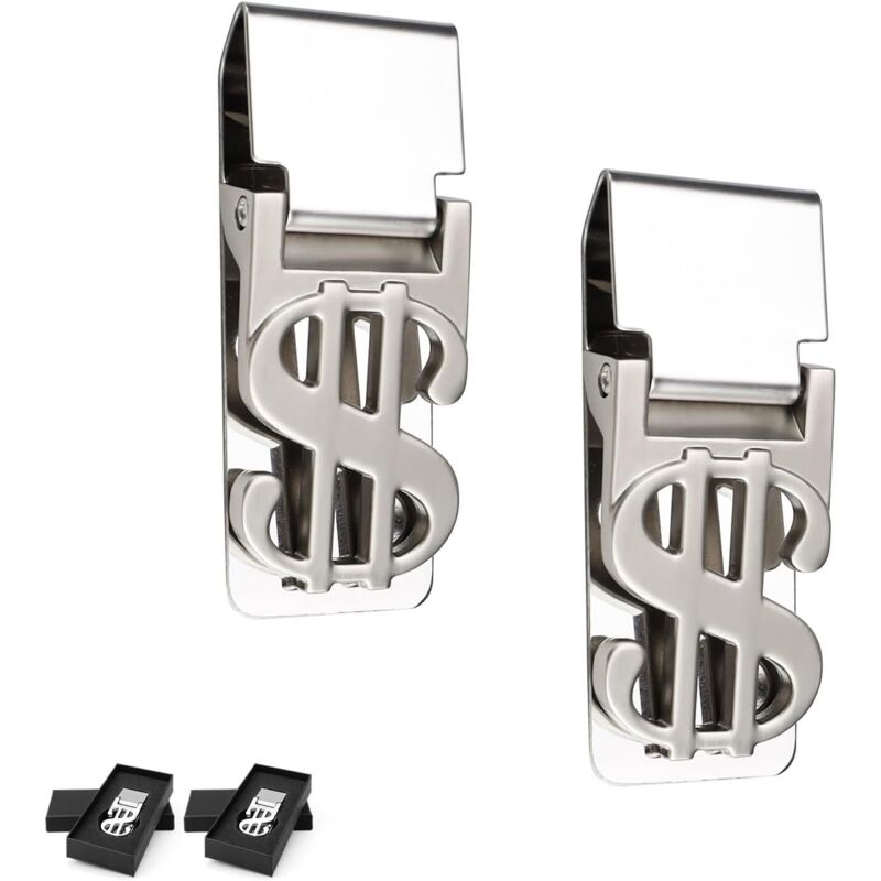 Pinces à Billets, 2 Pièces Pince a Billets Homme, Conception D'ouverture Flexible, Pinces à Billets Minces en Acier Inoxydable, avec Emballage