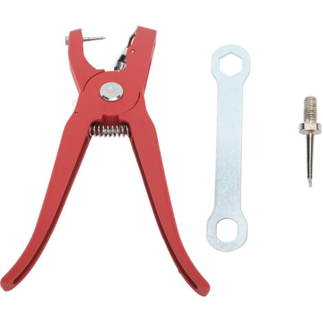 Pinces à Boucles d'Oreilles pour Bétail - Manche Ergonomique Anti-Dérapant Rouge pour Porcs, Chèvres, Bovins et Moutons