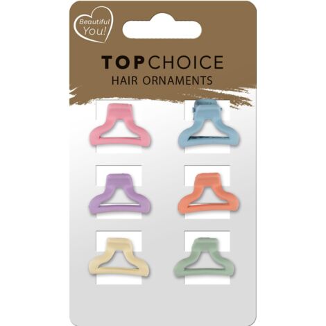 Pinces à cheveux TOP CHOICE (20674) 1 paquet - 6 pièces - assortiment de deux couleurs
