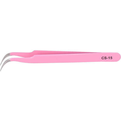 Pinces à cils anti-statiques en acier inoxydable pour extensions - Modèle Rose CS-15