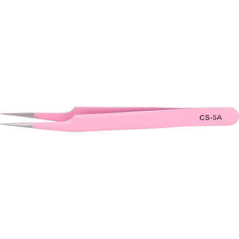 Pinces à cils anti-statiques en acier inoxydable pour extensions - Modèle Rose CS-5A