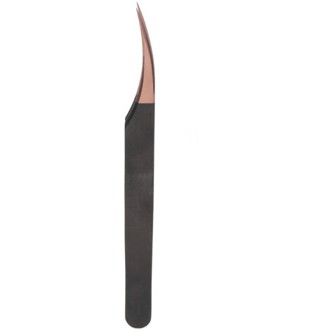 Pinces à cils en acier inoxydable pour extensions volume et individuelles, finition or rose et pointe légèrement courbée