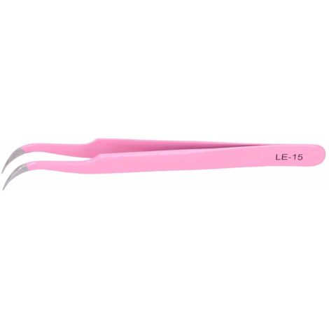 Pinces à cils incurvées en acier inoxydable pour extensions - Rose LE-15