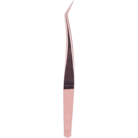 Pinces à cils professionnelles en acier inoxydable, pointes fines pour extensions de cils - Couleur or rose, forme incurvée
