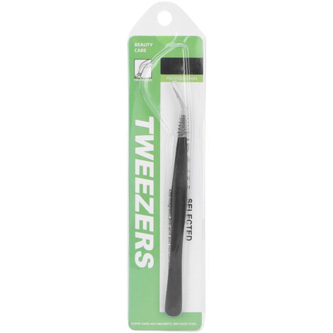 Pinces à Cils Professionnelles en Acier Inoxydable pour Extensions et Pose d'Écaille, Outils de Maquillage Noirs 12,5cm