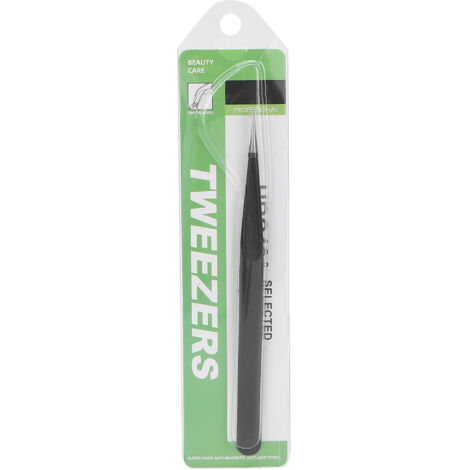 Pinces à cils professionnelles en acier inoxydable pour extensions et pose - Outils maquillage noir 12,7cm