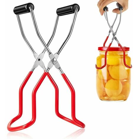 Pinces À Conserves, Dans Des Pinces De Levage De Pots De Conserve, Poussoir De Pots En Acier Inoxydable, Poussoir De Pots De Conserves Premier Chef Pour Prendre La Boîte De L'Eau Bouillante (Rouge) 8,