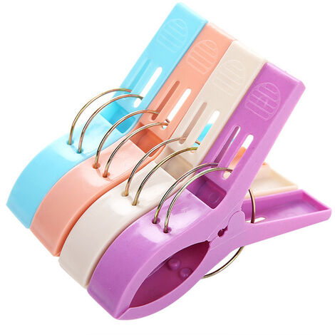 Pinces à couette en plastique, 4 pièces, pinces à serviettes de plage pour sous-vêtements, linge, piquets pour vêtements, Organization de salle de bain à domicile,4Pcs B random color