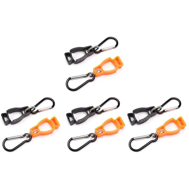 Pinces à gants, lot de 8, pinces à gants noires et oranges avec mousqueton pour suspendre gants de travail et casque de sécurité Pinces à gants, lot de 8, pinces à gants noires et oranges avec mousqueton pour suspendre gants de travail et casque de sécurité