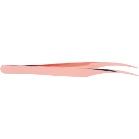 Pinces à greffer pour extensions de cils, pointe fine en acier inoxydable, outil professionnel (courbées semi-or rose)