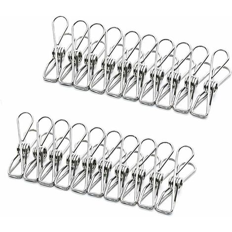 Pinces à linge inox pinces incassables inusable ne rouille pas Pinces 5.5cm Fontainebleau 20Pcs Argent
