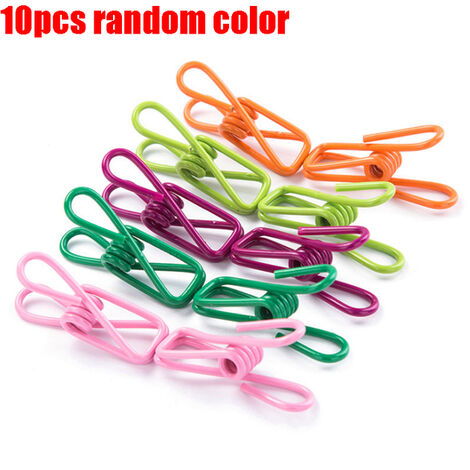 Pinces à linge multicolores en acier inoxydable, 10 pièces, pinces à linge, piquets de chaussettes suspendus, offre spéciale,10pcs-random mix