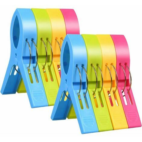 Pinces à Linge Triumph Lot de 8 Pinces à Serviette de Plage Pince Coupe-Vent Durable Grande Pince en Plastique pour Serviettes de Main, Courtepointes, Draps de Lit, Tapis, Nappes GHOST