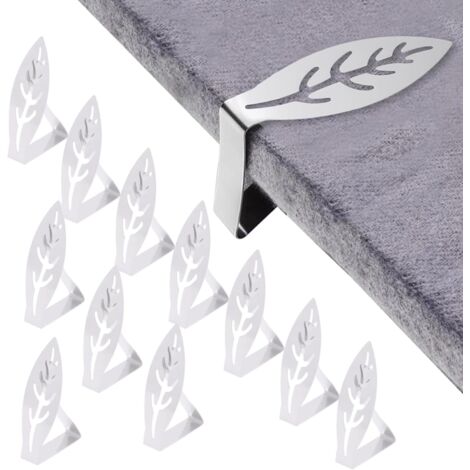 Pinces à nappe en acier inoxydable, argentées, lot de 12 pinces amovibles Convient aux surfaces de table jusqu'à 4 cm d'épaisseur
