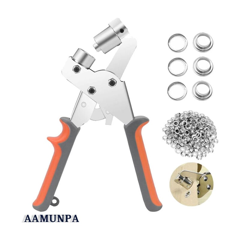 Pinces à oeillets,kit professionnel de perage à oeillets,100 pièces (diamètre intérieur 10.5 mm) pinces de montage à oeillets métalliques pour bache