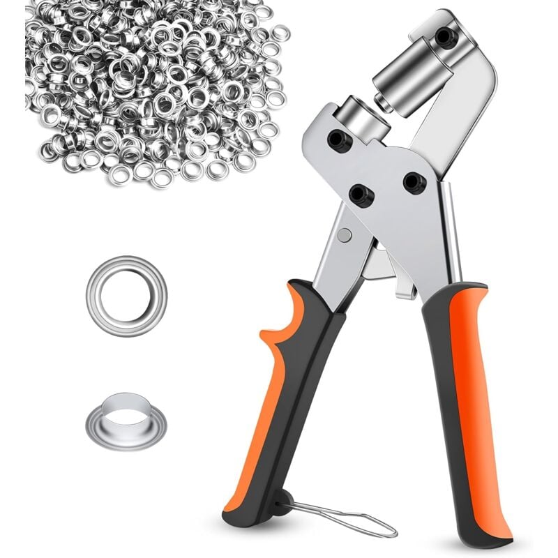 Pinces à œillets, pince a oeillet avec 520 pièces oeillets de 10 mm, pince a oeillet pour bache, Tissus, Cuir, Carton, Affiches, Bannières, etc