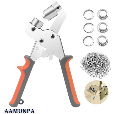 ROLEADER Pinces à oeillets,kit professionnel de perage à oeillets,100 pièces (diamètre intérieur 10.5 mm) pinces de montage à oeillets métalliques pour bache de rideau en cuir tissu PVC cisea