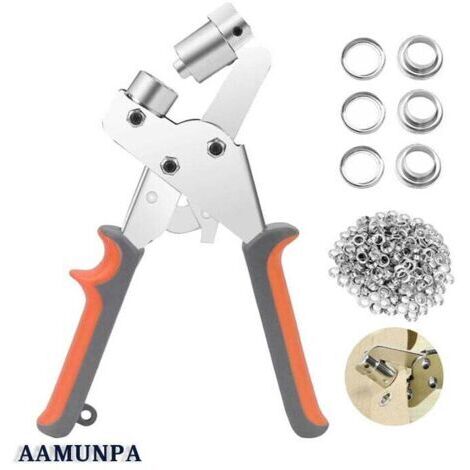 Pinces à oeillets,kit professionnel de perage à oeillets,100 pièces (diamètre intérieur 10.5 mm) pinces de montage à oeillets métalliques pour bache de rideau en cuir tissu PVC cisea