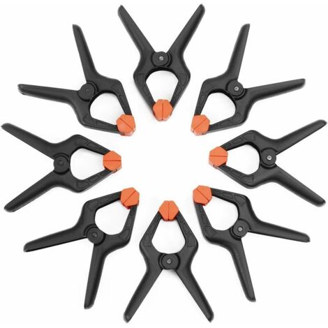 Pinces à Ressort Plastique, 8 Pièces,Ouverture jusqu'à 25,4mm,Pince de Serrage pour Décoration, Travaux du Bois et Studio de Photographie